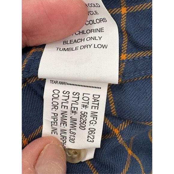 Johnnie O Button Down Flannel Shirt Men Medium Blue Plaid Pipeline Murphy New - Picture 8 of 11